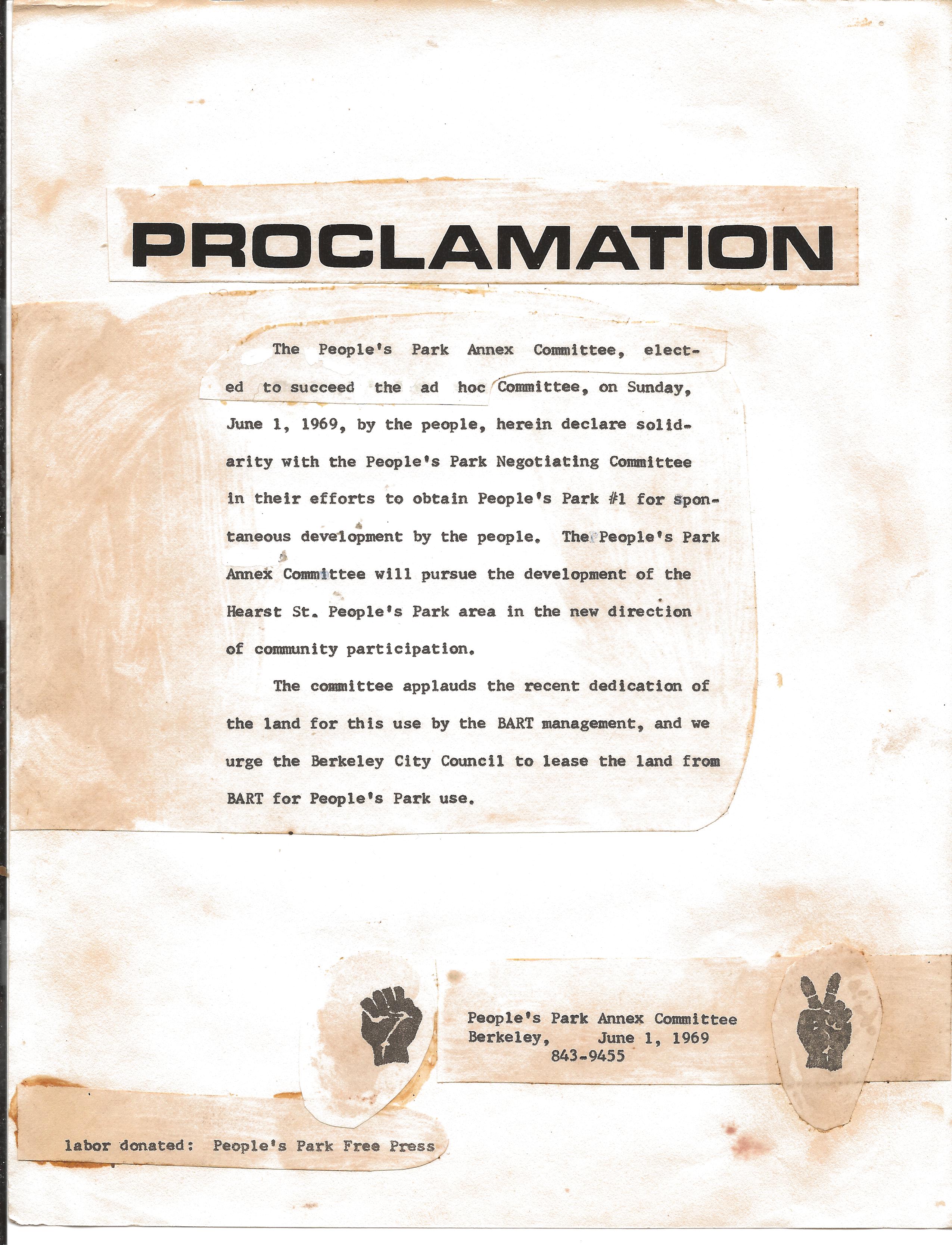 peoples park proclamation