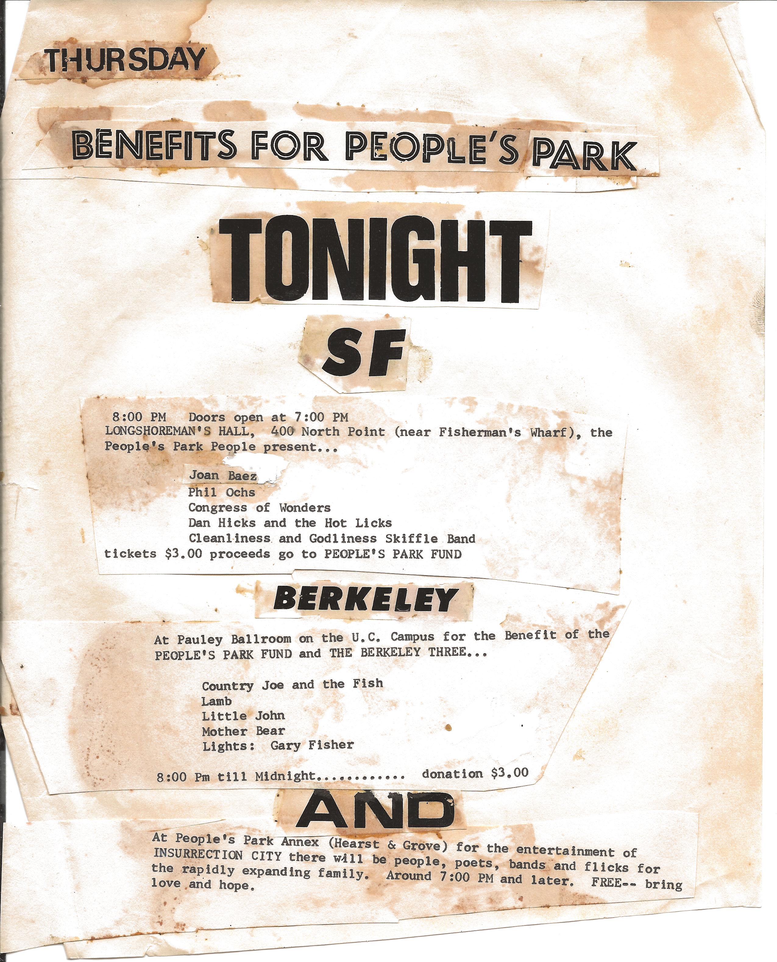 peoples park tonigh sf benefit