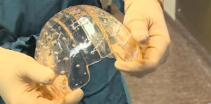 Screen shot from YouTube video shows actual printed skull