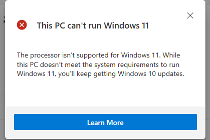 Microsoft's compatibility checker rejected my machine